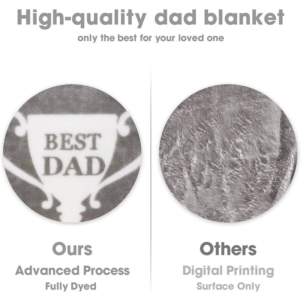 Best love Dad Fathers Day Gifts Fleece Throw Blanket 55X65 Inch Light Gray - Picture 4 of 6